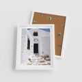 Plakat w ramie 40x50 - Santorini - Grecja błękitem malowana - Santorini, Grecja - rama biała