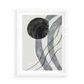 Plakat w ramie 50x70 - Abstrakcyjne Kształty w Szarościach - abstrakcja, akwarelowe plamy - rama biała