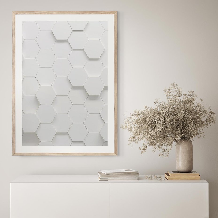 Plakat w ramie 50x70 - Intrygujący Wymiar - geometria, 3D - rama drewno