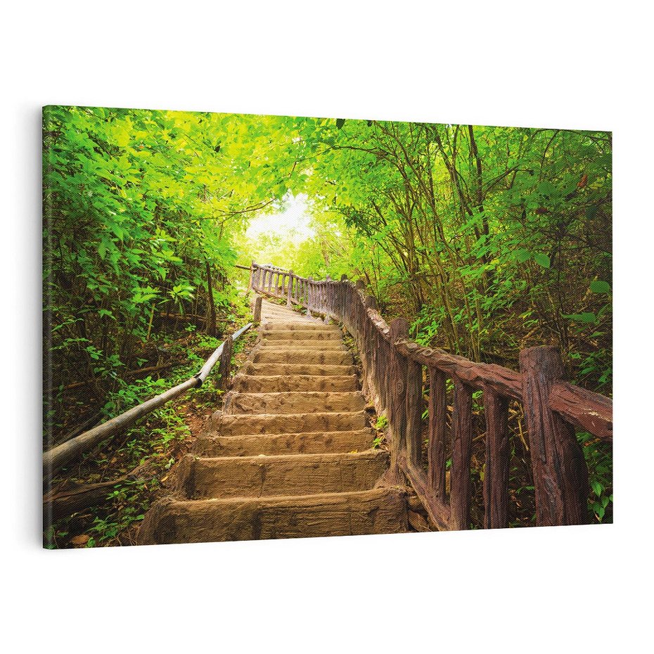 Obraz na płótnie 120x80 - Magiczne schody w lesie - schody, las