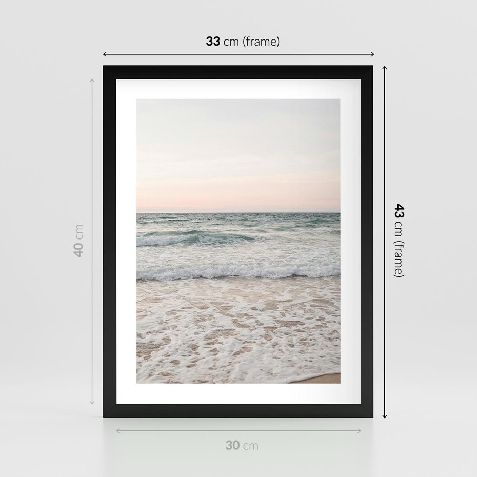 Plakat w ramie 30x40 - Krajobraz Morza i Fal - morze, fale - rama czarna