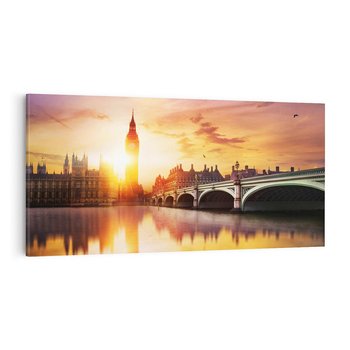 Obraz na płótnie 100x50 - Zachód słońca nad Big Benem i mostem - zachód, słońca