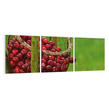 Obraz na płótnie 120x40 - Czereśnie w Koszyku Owocowy Skarb - czereśnie, koszyk