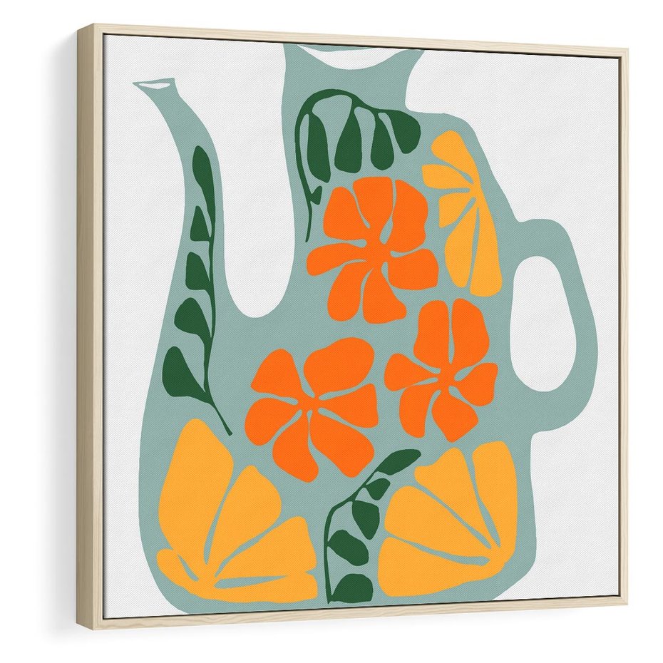 Obraz w ramie 50x50 - Kolorystyczna Ekspresja - czajnik, abstrakcja - rama drewno