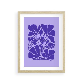 Plakat w ramie 30x40 - Migocące Boho Wibracje - kwiaty, energetyczne fioletowe tło - rama drewno