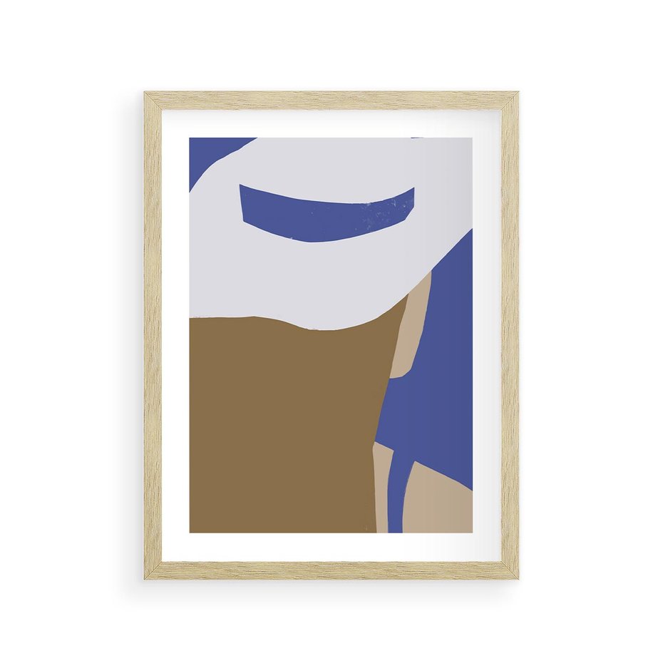 Plakat w ramie 30x40 - Kobiecy Wiatr - plakat retro, kobieta w kapeluszu - rama drewno