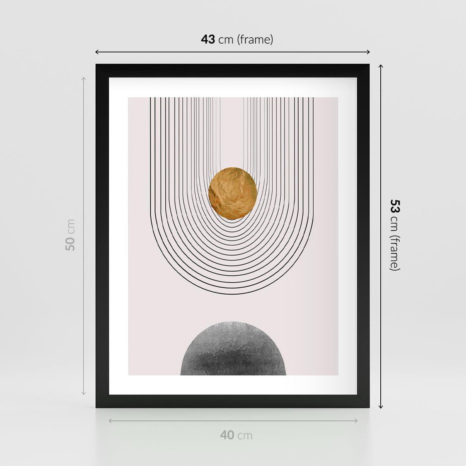 Plakat w ramie 40x50 - Geometryczny Blask - nowoczesna grafika, geometria - rama czarna