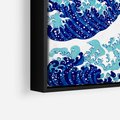Obraz w ramie 100x70 - Fala Japandi - wielka fala w Kaganawie, obraz Hokusai - rama czarna