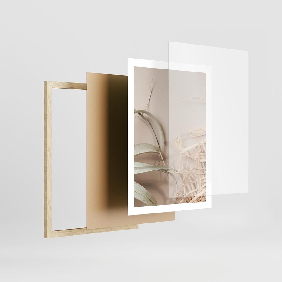 Plakat w ramie 50x70 - Boho urok suchych liści - suche, liście - rama drewno