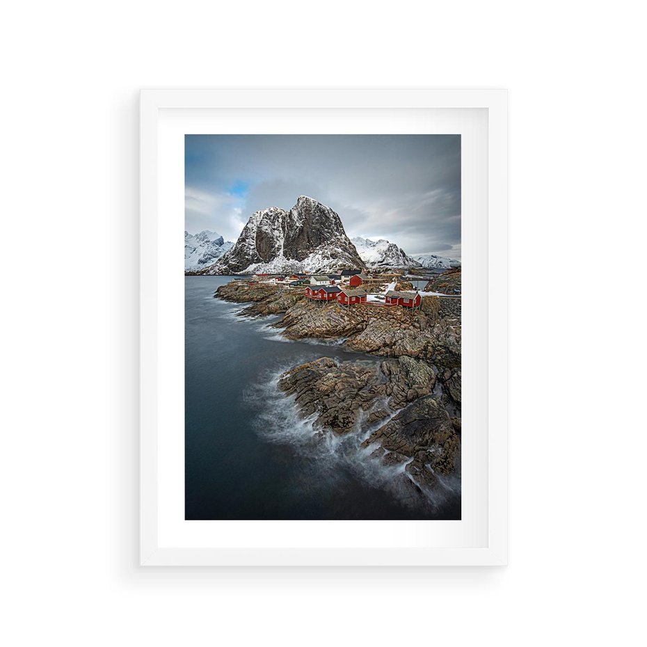 Plakat w ramie 30x40 - Skandynawia - górska odsłona - Skandynawia, góry - rama biała