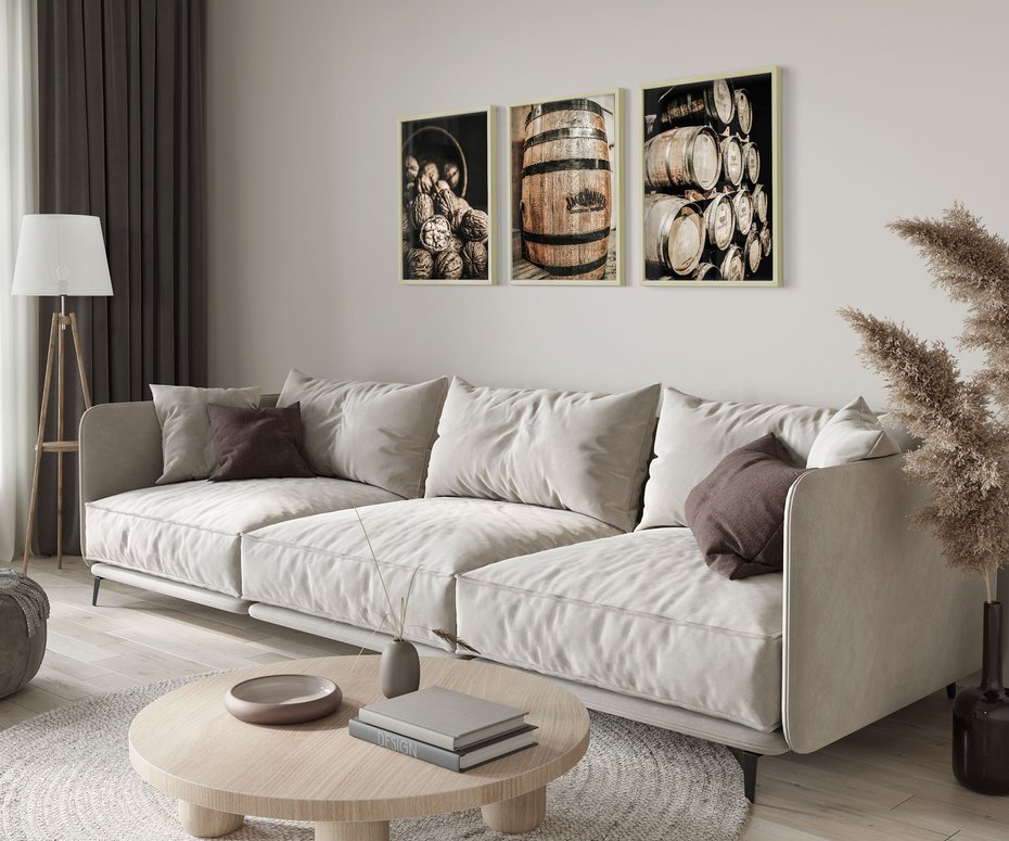 Zestaw obrazy w ramie 40x50 galeria - Wino, w, beczkach, kuchnia, restauracja - rama drewno