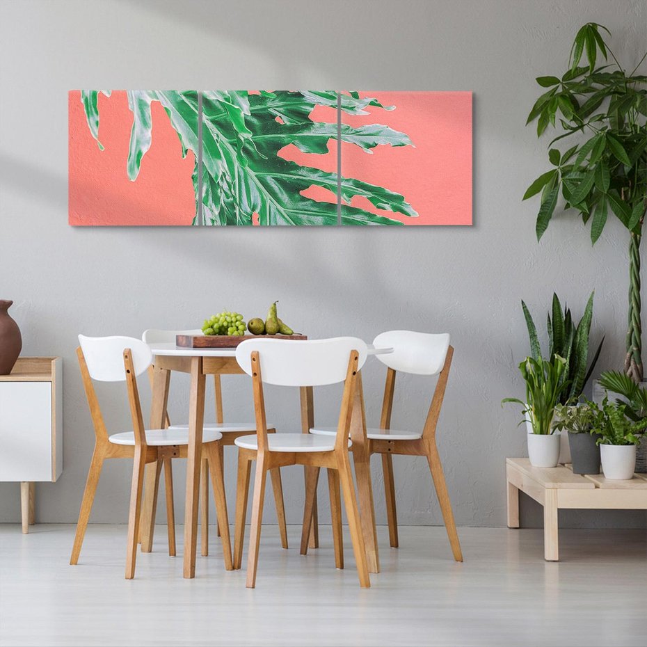 Obraz na płótnie 120x40 - Energetyczna Eksplozja Natury - liście, kolor