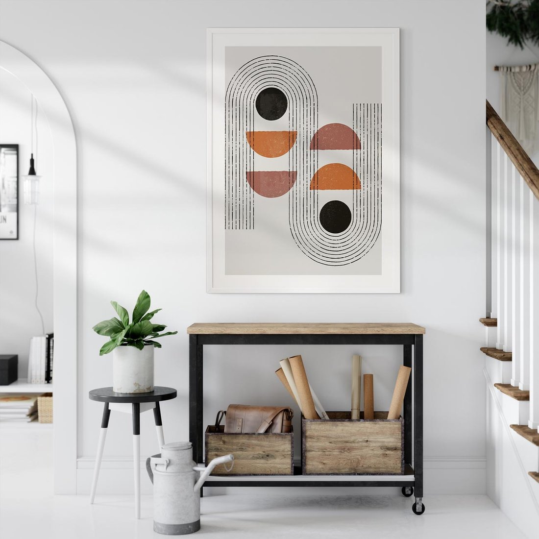 Plakat w ramie 30x40 - Nowoczesna Abstrakcja - geometria, grafika - rama biała