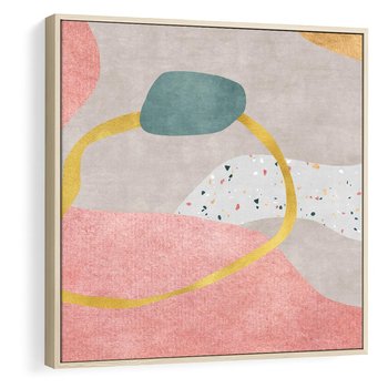 Obraz w ramie 80x80 - Ekspresja w ruchu pędzla - abstrakcja, połączenie kształtów - rama drewno