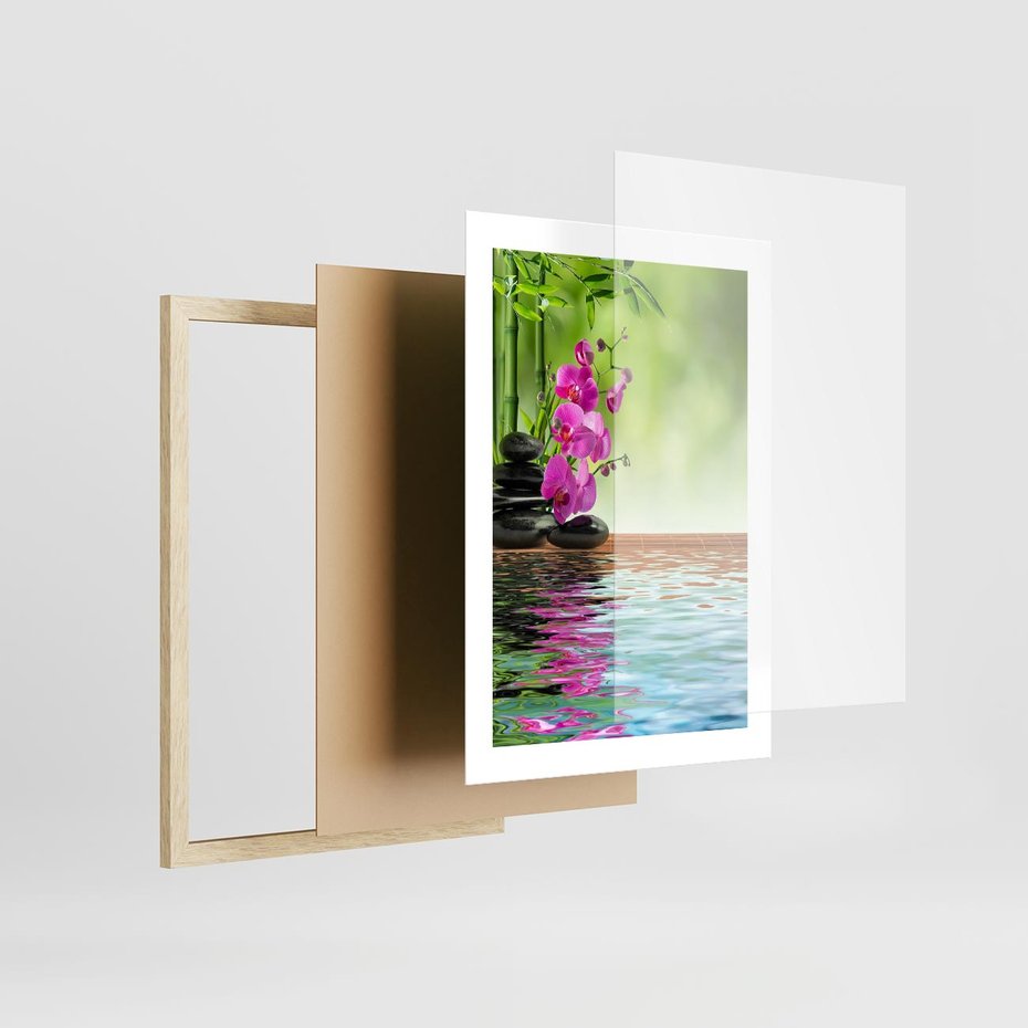 Plakat w ramie 30x40 - Oaza Storczyka i Wody - spa, storczyk - rama drewno