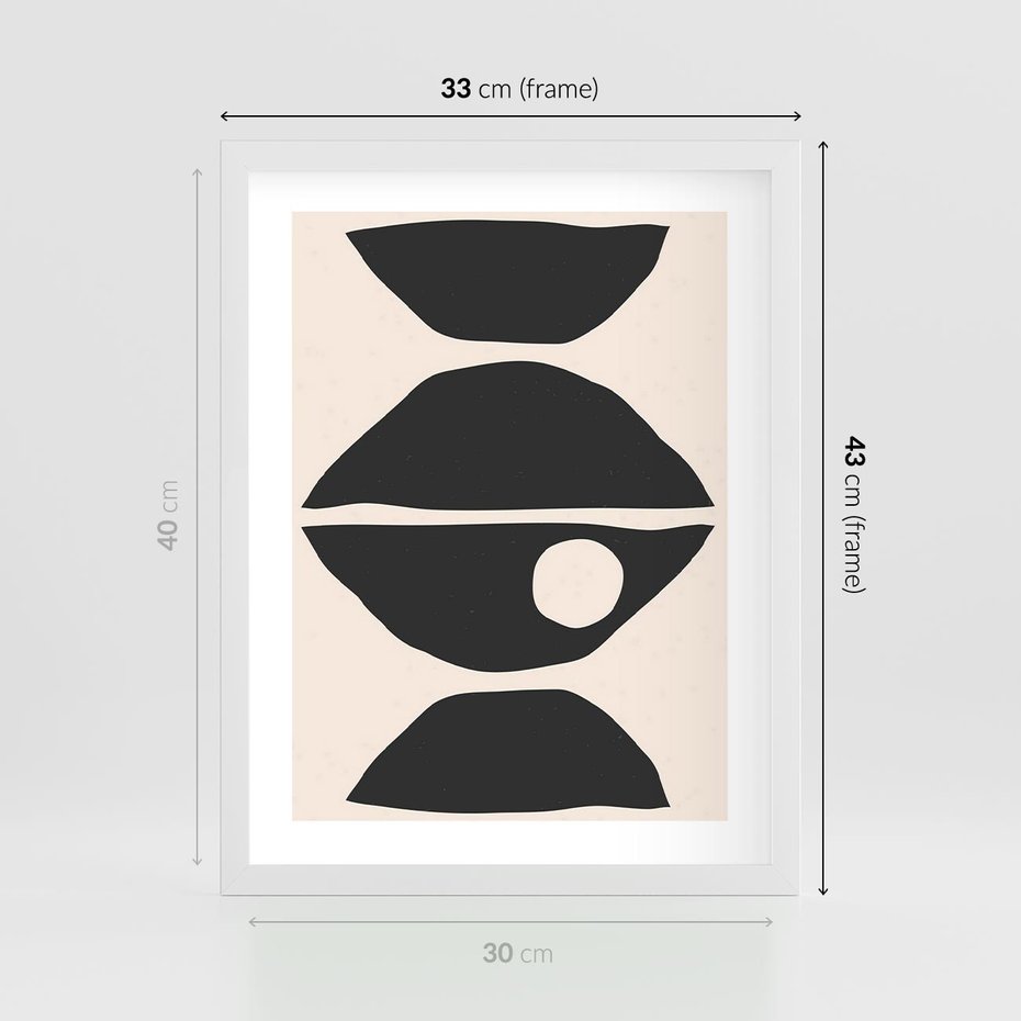 Plakat w ramie 30x40 - Nowoczesna Sztuka na Beżowym Tle - nowoczesna sztuka, abstrakcja - rama biała