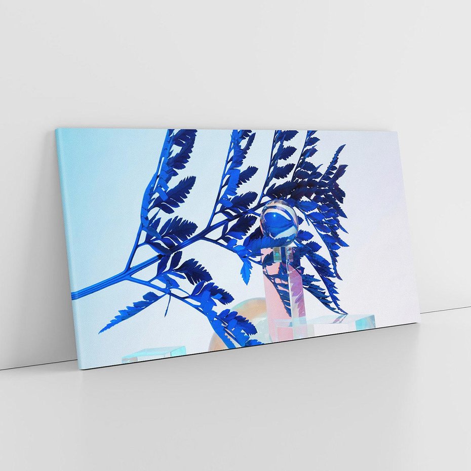 Obraz na płótnie 140x70 - Intensywny Kolor Natury - liście, kobalt