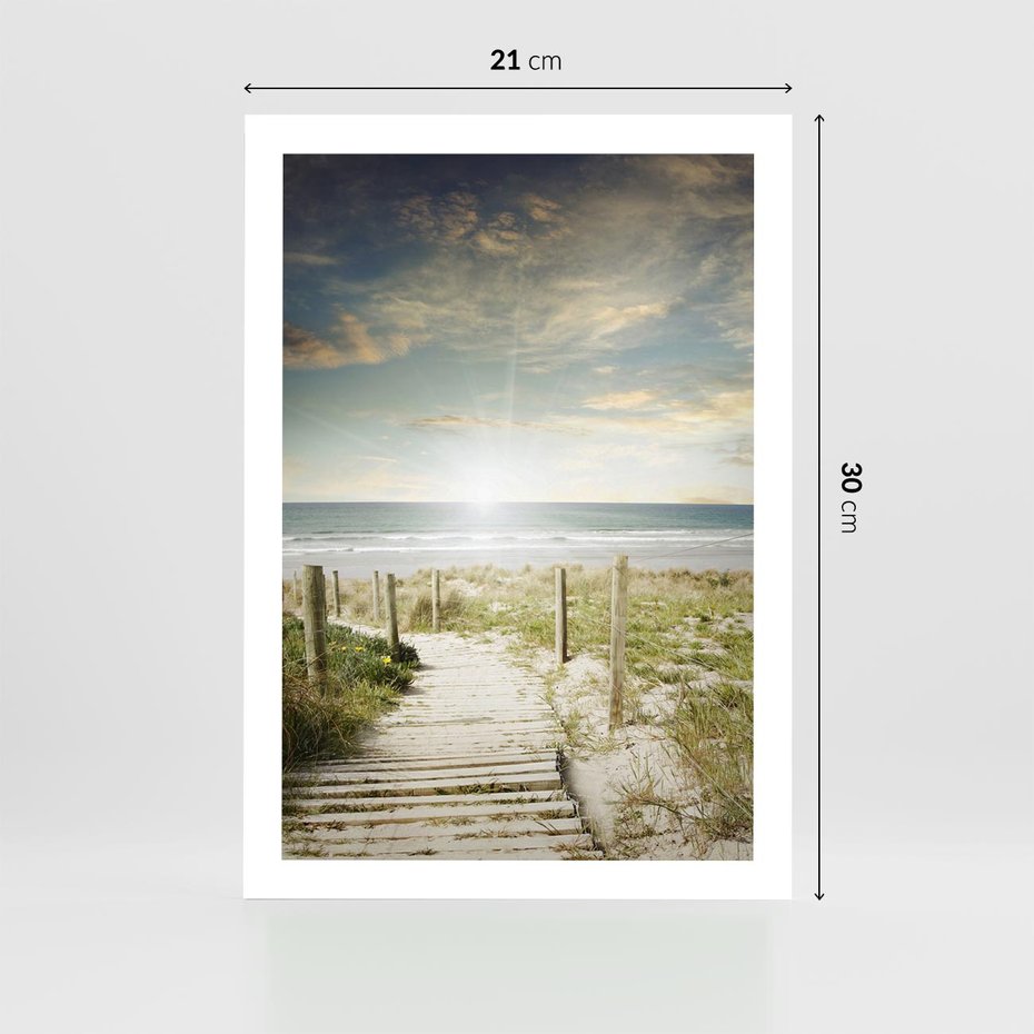 Plakat bez ramy 21x30 - Błękitne morze na pomostach - morze, pomost