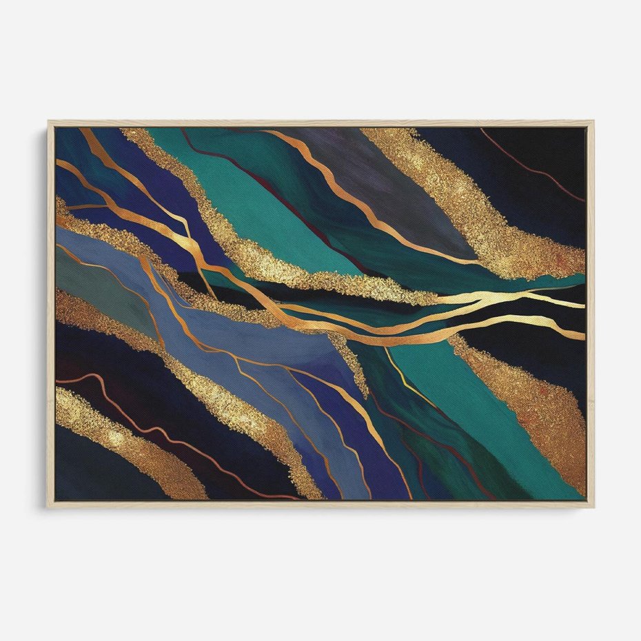 Obraz w ramie 120x80 - Sztorm malarskich emocji - marmur, abstrakcyjna grafika - rama drewno