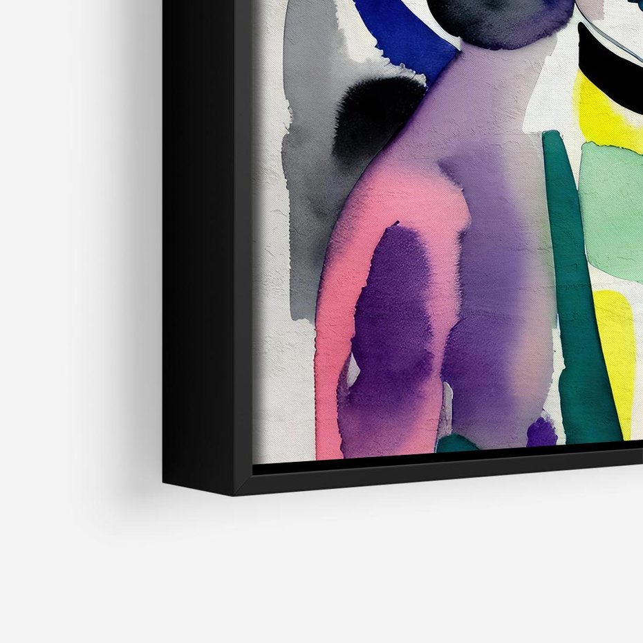 Obraz w ramie 50x50 - Subtelne Akwarelowe Ulotności - abstrakcyjny akwarelowy portret kobiety, rozmyte farby - rama czarna