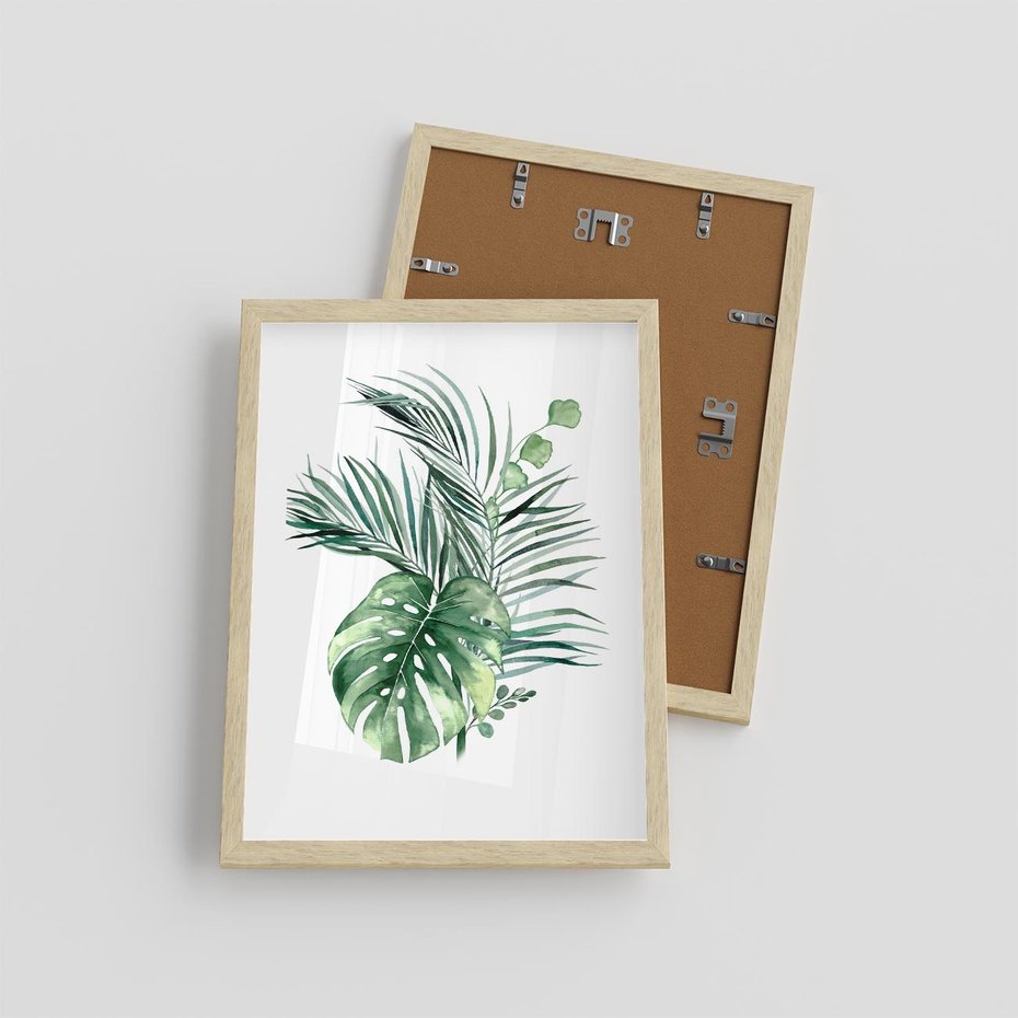 Plakat w ramie 30x40 - Przyjemność Złotej Natury - złote, liście - rama drewno