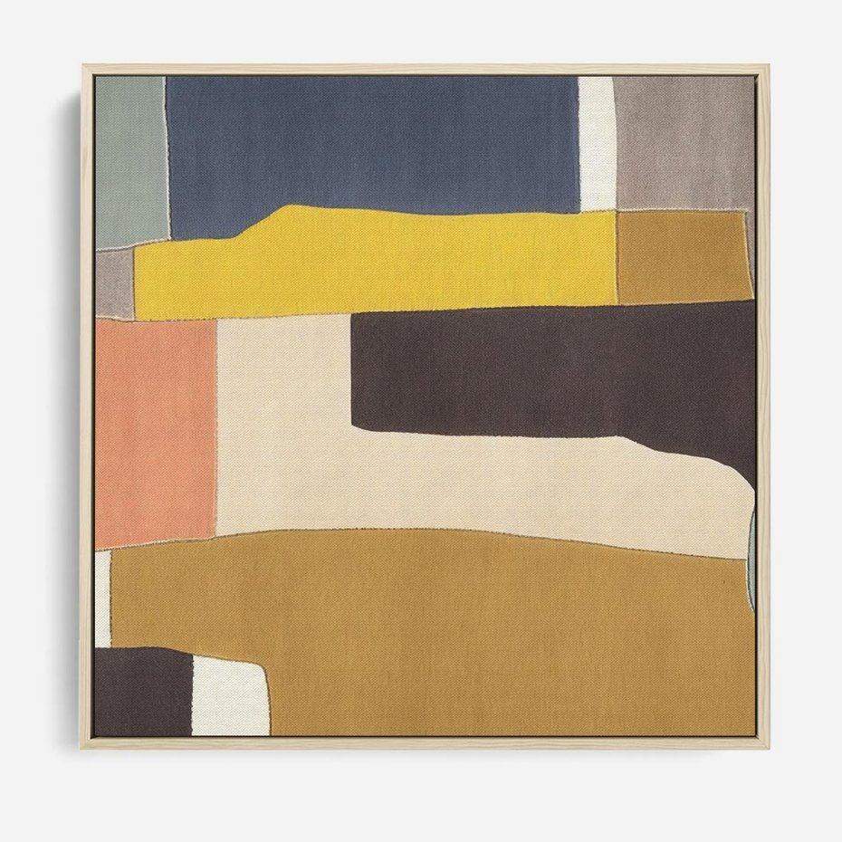 Obraz w ramie 50x50 - Pasy Abstrakcji - kolorowe pasy, plamy koloru - rama drewno