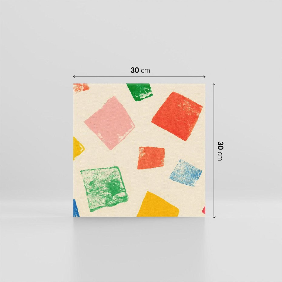 Obraz na płótnie 30x30 - Tęczowe Rytmy - kolorowe tęczowe kwadraty, wesoły kolaż