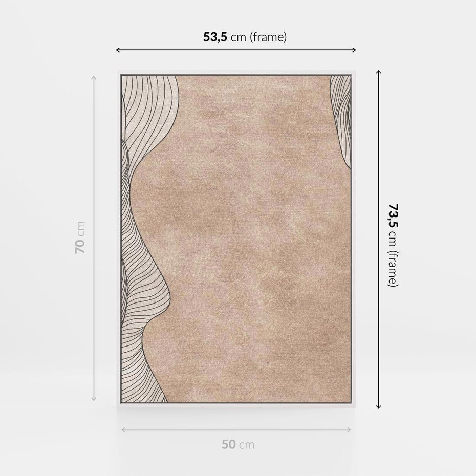 Obraz w ramie 50x70 - Symfonia uczuć i kształtów - delikatna kompozycja, falujące linie - rama biała