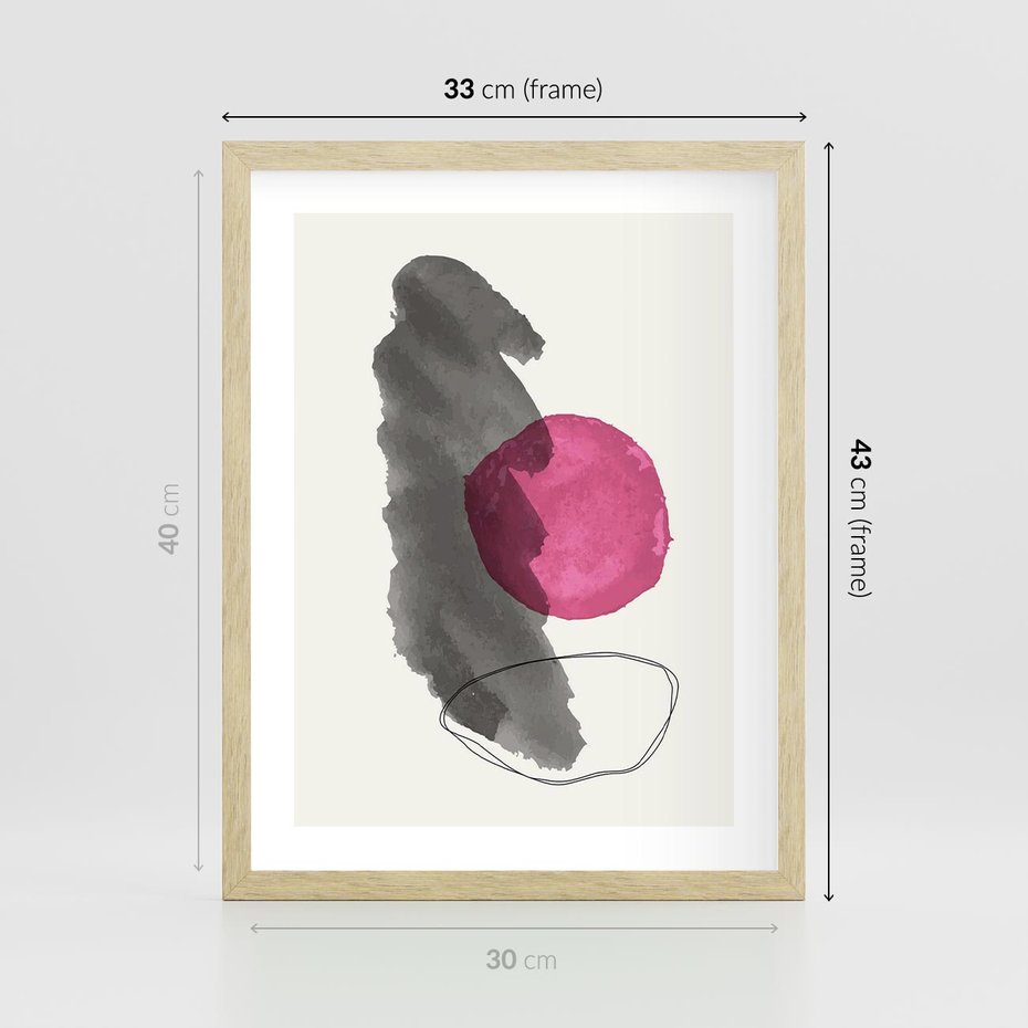 Plakat w ramie 30x40 - Bezczasowe Rytmy - abstrakcyjne nieregularne plamy, czarny - rama drewno