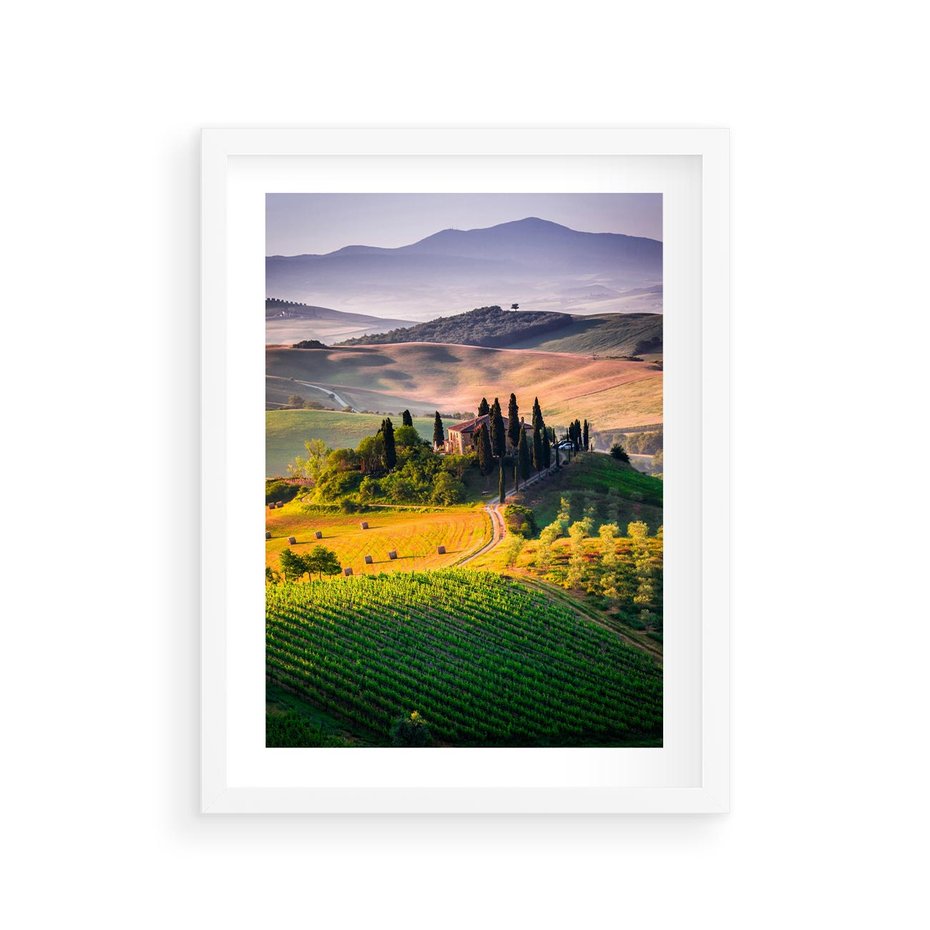 Plakat w ramie 30x40 - Pejzaż w perspektywie - pejzaż, perspektywa - rama biała