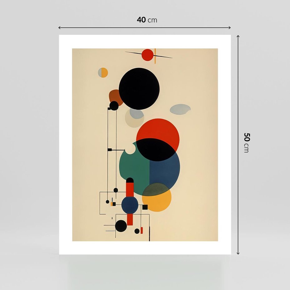 Plakat bez ramy 40x50 - Migocące Impresje Odniesień - abstrakcyjna geometryczna kompozycja, koła linie