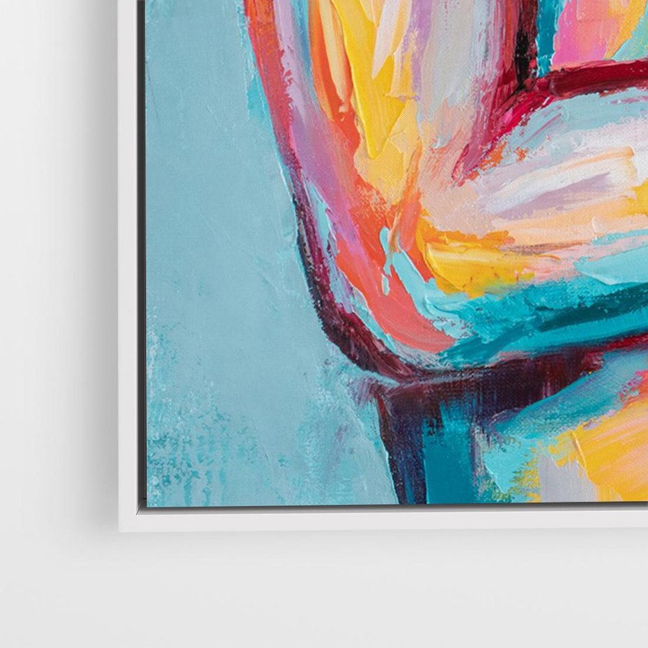 Obraz w ramie 100x70 - Nagie Natchnienie - obraz olejny, naga kobieta - rama biała