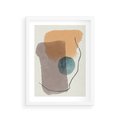 Plakat w ramie 30x40 - Rozkwitająca Akwarelowa Inspiracja - geometryczne elementy, stonowane ziemiste kolory - rama biała
