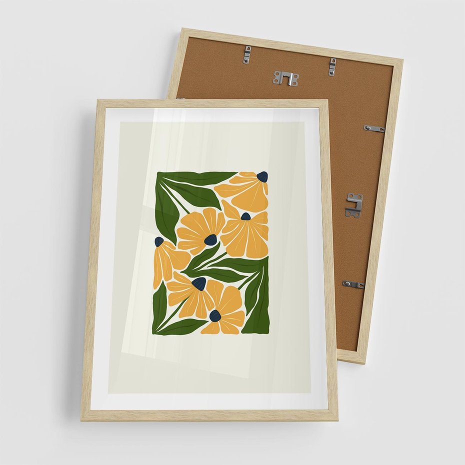 Plakat w ramie 50x70 - Abstrakcyjne Echa - kwiaty, rośliny - rama drewno