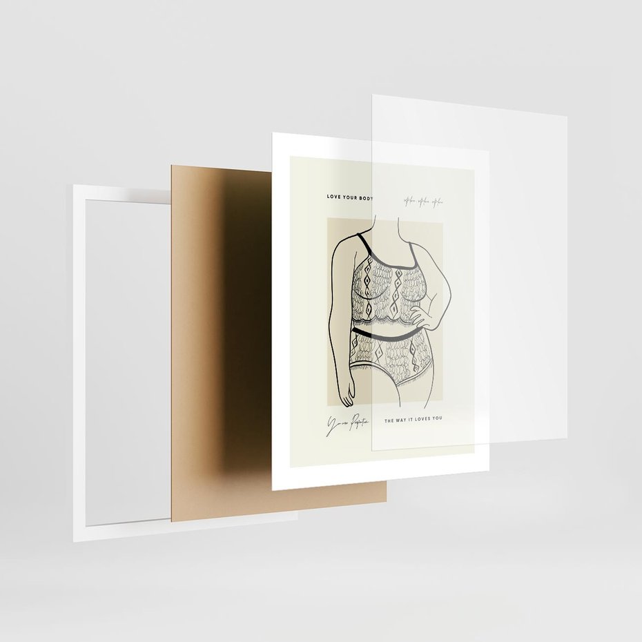 Plakat w ramie 40x50 - Spojrzenia Wewnętrznych Widoków - nowoczesna sztuka kobieca, plakat - rama biała