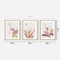 Zestaw obrazy w ramie 50x70 galeria - Złote, liście, pastelowe, nowoczesne - rama drewno