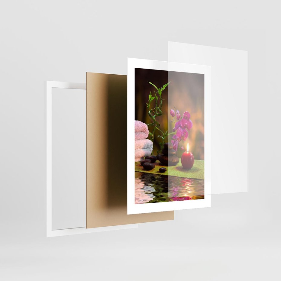 Plakat w ramie 30x40 - Światło Świecących Kwiatów w Spa - spa, świaca - rama biała