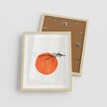 Plakat w ramie 40x50 - Słońce i Gałązka - pomarańczowe słońce, gałązka - rama drewno