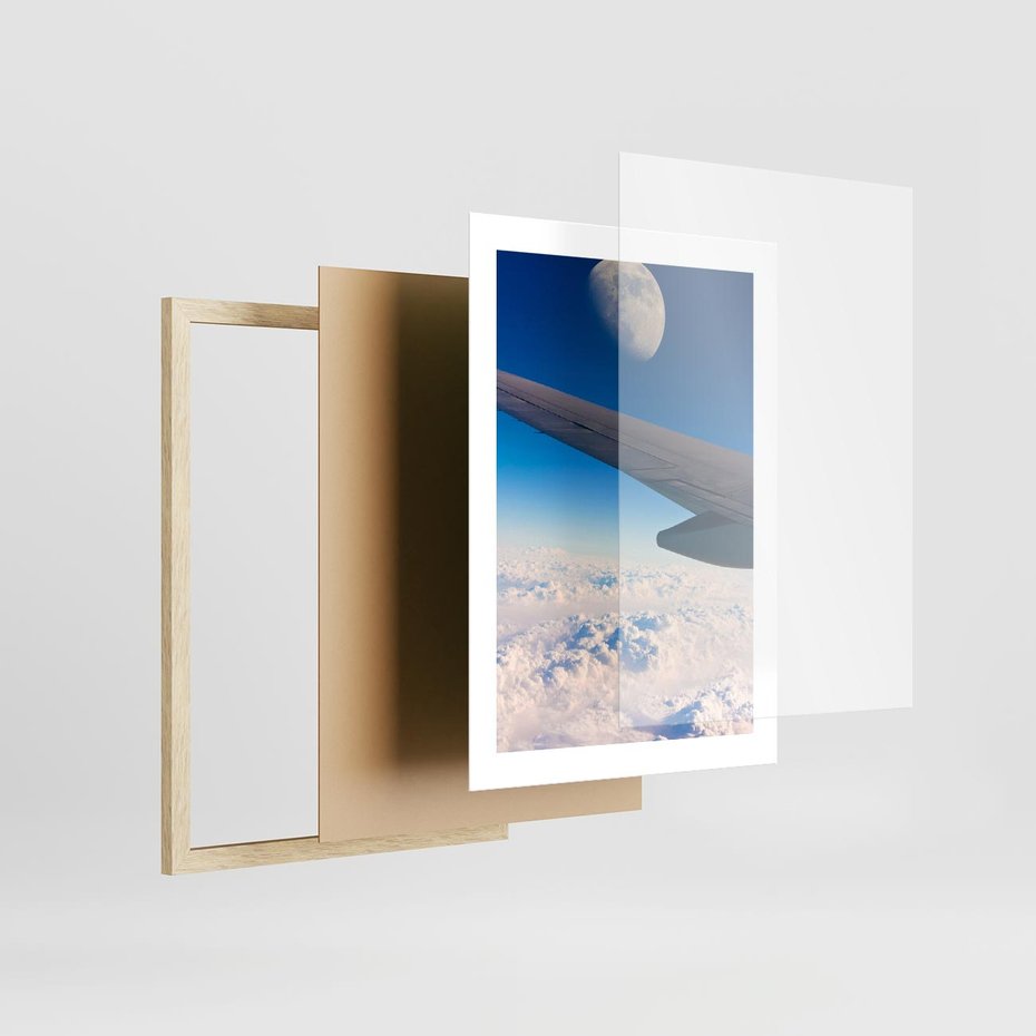 Plakat w ramie 30x40 - Samolot ku Księżycowi - samolot, ksieżyc - rama drewno