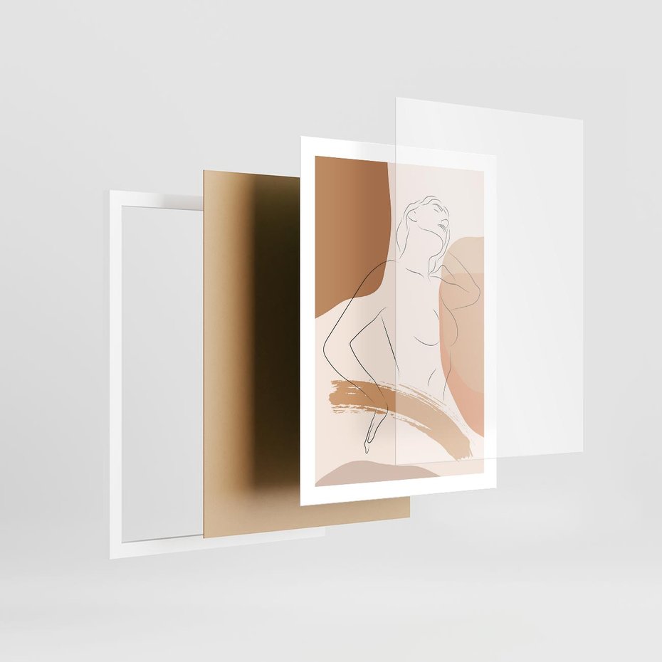 Plakat w ramie 50x70 - Sztuka Prostoty - kobieta, szkic - rama biała