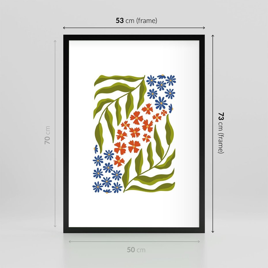 Plakat w ramie 50x70 - Splątane Granice - kwiaty, sztuka nowoczesna - rama czarna