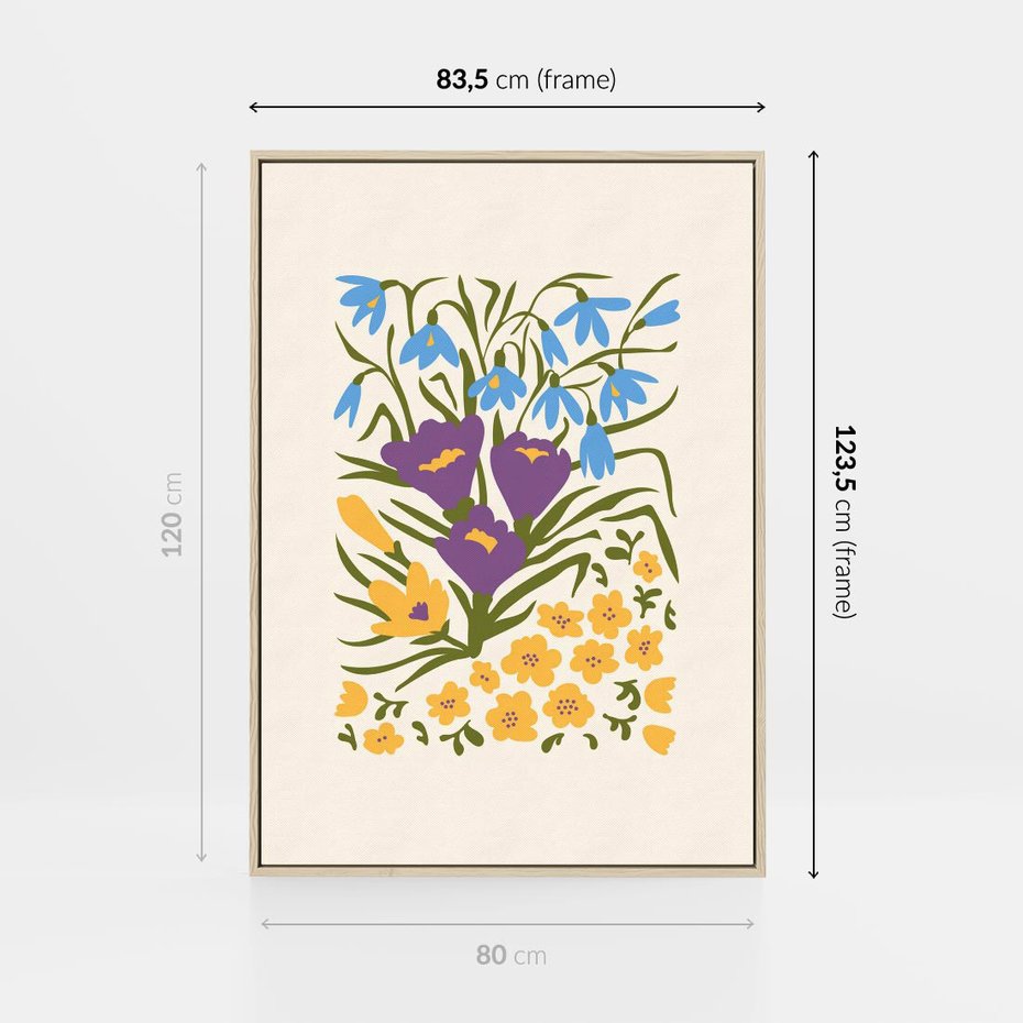 Obraz w ramie 80x120 - Kwiatowe Przenikanie - kwiaty, sztuka nowoczesna - rama drewno