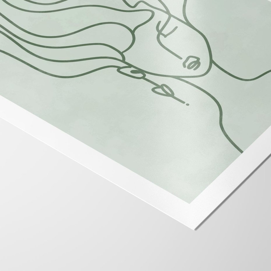 Plakat bez ramy 21x30 - Spokojne Objęcia Natury - abstrakcja, zielony szkic