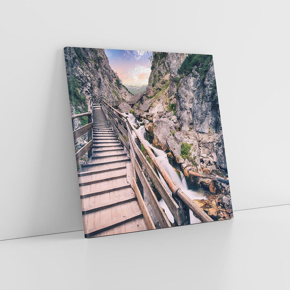 Obraz na płótnie 40x40 - Schody w skałach - Góry - schody, skały