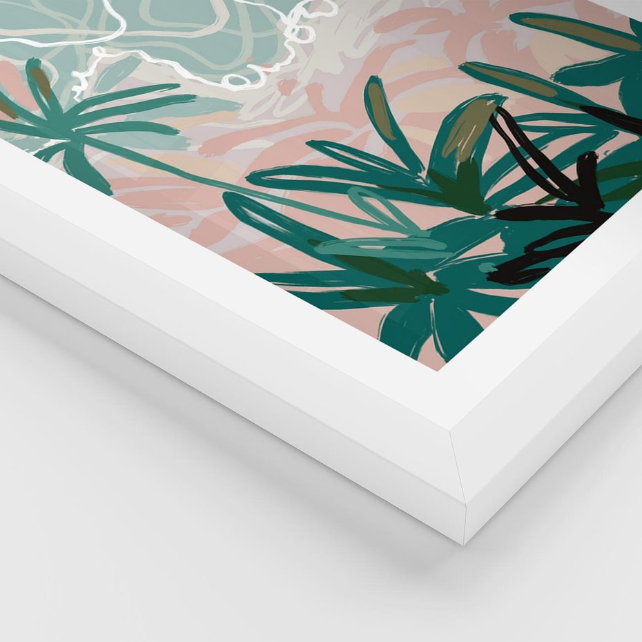 Plakat w ramie 40x50 - Rajski Stan - pastelowy krajobraz, nowoczesny plakat - rama biała