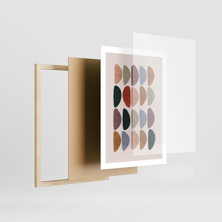 Plakat w ramie 50x70 - Granice Boho - abstrakcyjny obraz, geometryczna kompozycja - rama drewno