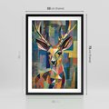 Plakat w ramie 50x70 - Bezgraniczne Kontury Zaskoczenia - abstrakcyjny obraz olejny, jeleń - rama czarna