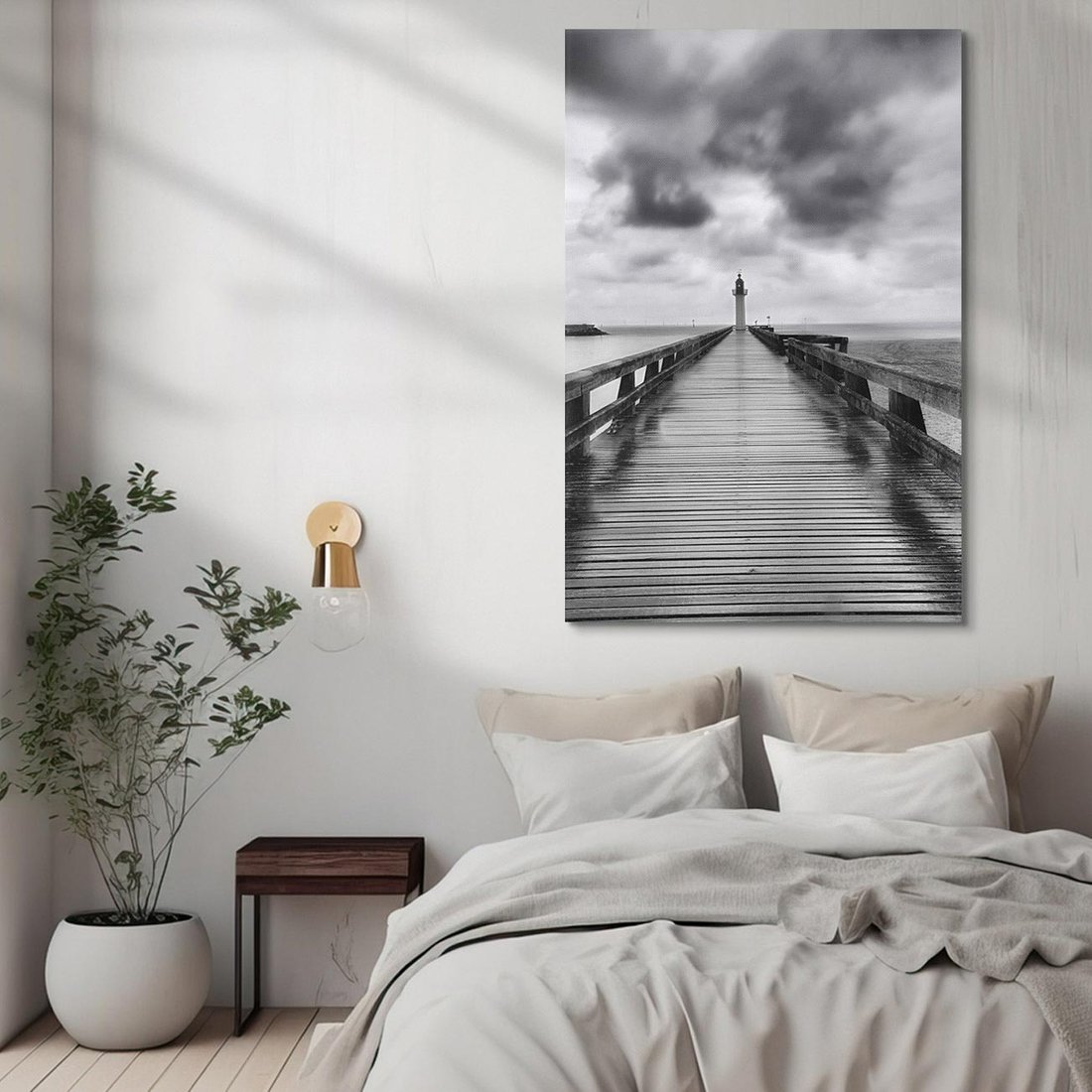 Obraz na płótnie 70x100 - Romantyczny pomost z latarnią - pomost, latarnia