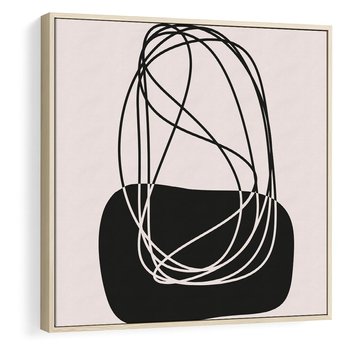 Obraz w ramie 50x50 - Linie Eksploracji - abstrakcyjne szkicowane linie, minimalizm - rama drewno