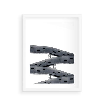 Plakat w ramie 40x50 - Monochromatyczna Sztuka Nowoczesnych Budynków - architektura, nowoczesne formy - rama biała
